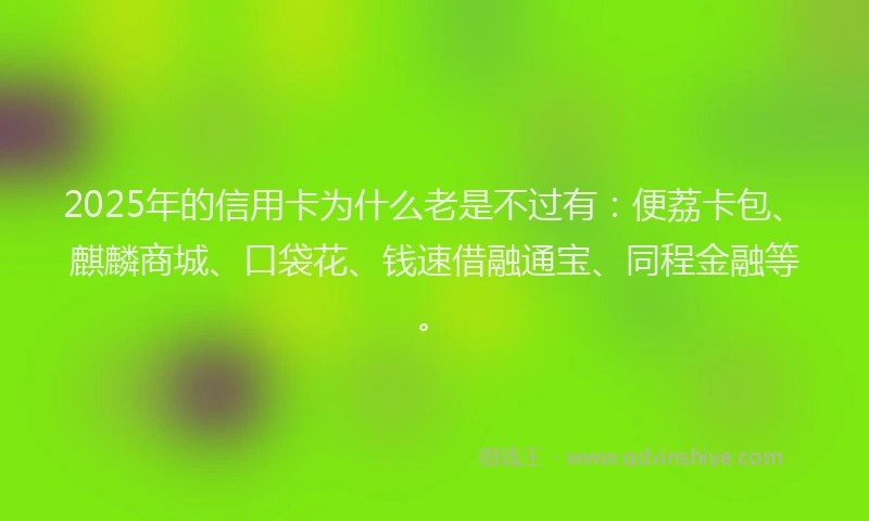2025年的信用卡为什么老是不过有：便荔卡包、麒麟商城、口袋花、钱速借融通宝、同程金融等。