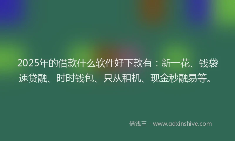 2025年的借款什么软件好下款有：新一花、钱袋速贷融、时时钱包、只从租机、现金秒融易等。