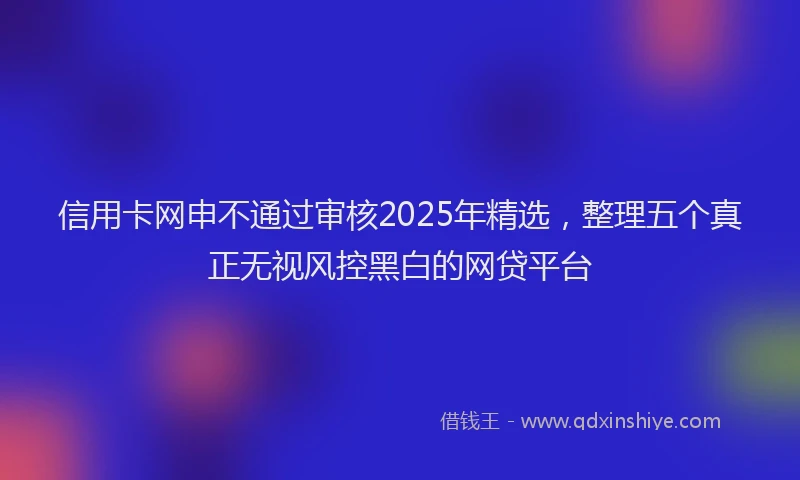 信用卡网申不通过审核2025年精选，整理五个真正无视风控黑白的网贷平台