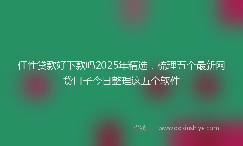 任性贷款好下款吗2025年精选，梳理五个最新网贷口子今日整理这五个软件