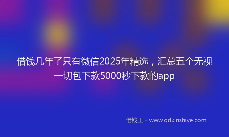 借钱几年了只有微信2025年精选，汇总五个无视一切包下款5000秒下款的app