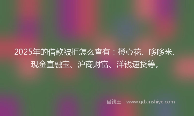 2025年的借款被拒怎么查有：橙心花、哆哆米、现金直融宝、沪商财富、洋钱速贷等。