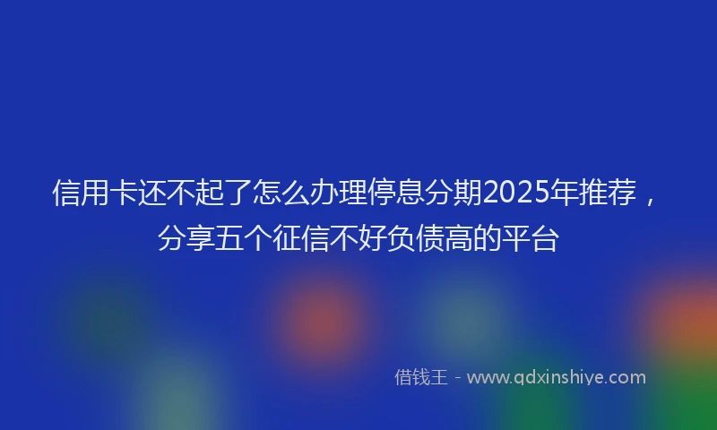 信用卡还不起了怎么办理停息分期2025年推荐，分享五个征信不好负债高的平台