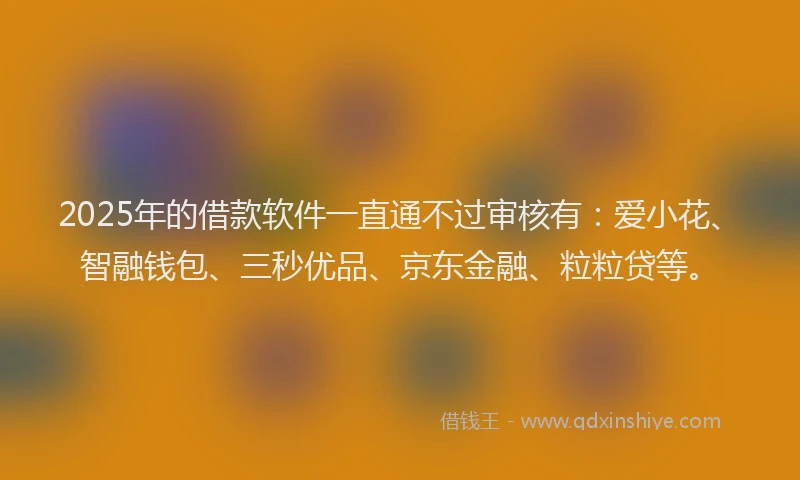 2025年的借款软件一直通不过审核有：爱小花、智融钱包、三秒优品、京东金融、粒粒贷等。