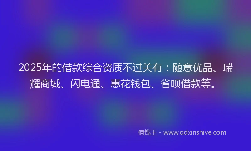 2025年的借款综合资质不过关有：随意优品、瑞耀商城、闪电通、惠花钱包、省呗借款等。