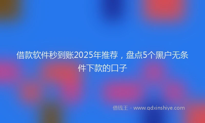 借款软件秒到账2025年推荐，盘点5个黑户无条件下款的口子