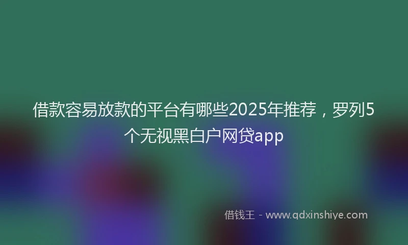 借款容易放款的平台有哪些2025年推荐，罗列5个无视黑白户网贷app