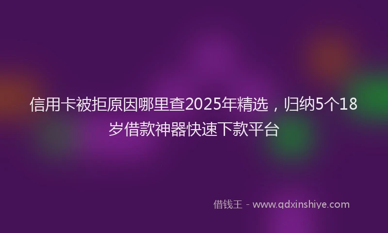 信用卡被拒原因哪里查2025年精选，归纳5个18岁借款神器快速下款平台