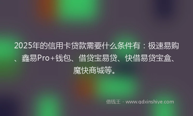 2025年的信用卡贷款需要什么条件有：极速易购、鑫易Pro+钱包、借贷宝易贷、快借易贷宝盒、魔快商城等。