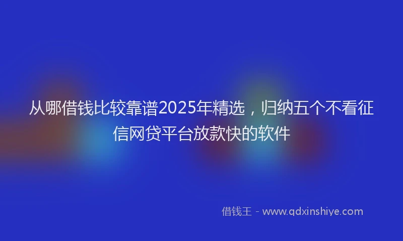从哪借钱比较靠谱2025年精选，归纳五个不看征信网贷平台放款快的软件