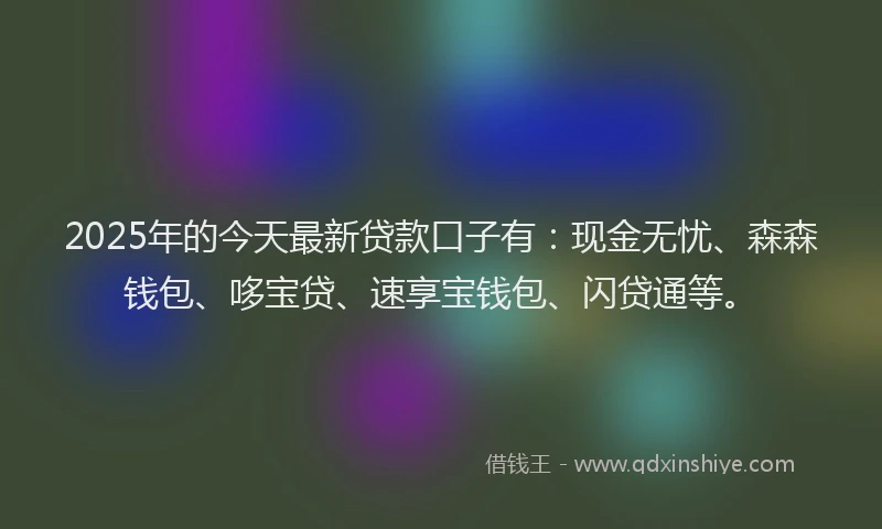 2025年的今天最新贷款口子有：现金无忧、森森钱包、哆宝贷、速享宝钱包、闪贷通等。