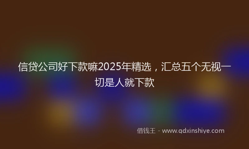 信贷公司好下款嘛2025年精选，汇总五个无视一切是人就下款