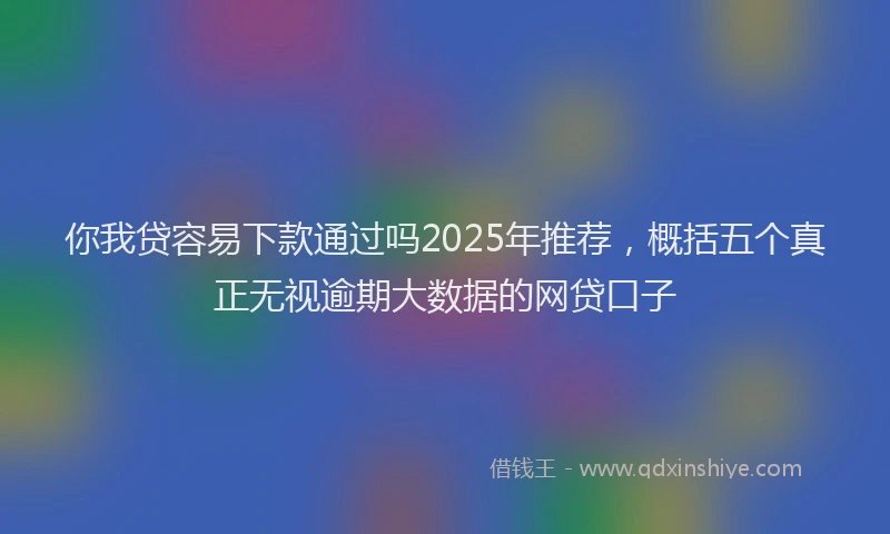 你我贷容易下款通过吗2025年推荐，概括五个真正无视逾期大数据的网贷口子
