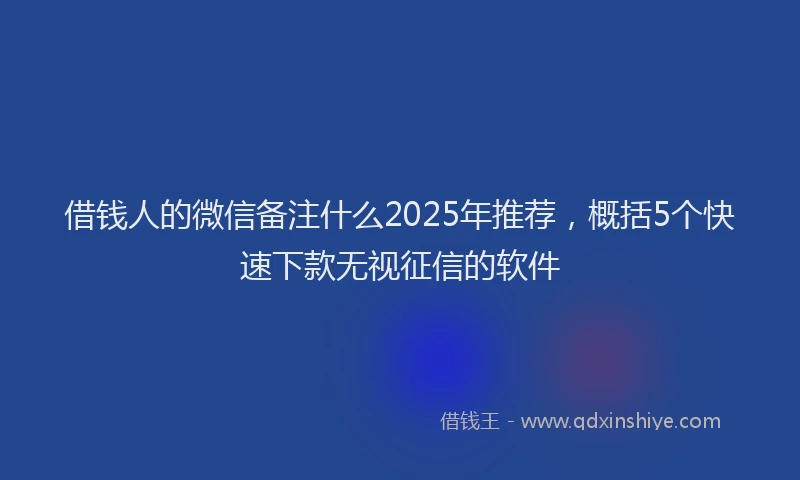 借钱人的微信备注什么2025年推荐，概括5个快速下款无视征信的软件