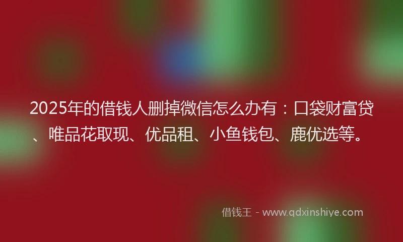 2025年的借钱人删掉微信怎么办有：口袋财富贷、唯品花取现、优品租、小鱼钱包、鹿优选等。