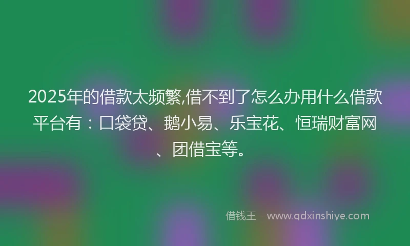 2025年的借款太频繁,借不到了怎么办用什么借款平台有：口袋贷、鹅小易、乐宝花、恒瑞财富网、团借宝等。