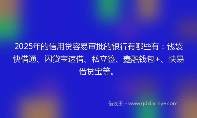 2025年的信用贷容易审批的银行有哪些有：钱袋快借通、闪贷宝速借、私立签、鑫融钱包+、快易借贷宝等。