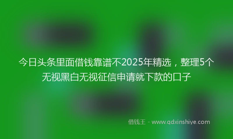今日头条里面借钱靠谱不2025年精选，整理5个无视黑白无视征信申请就下款的口子