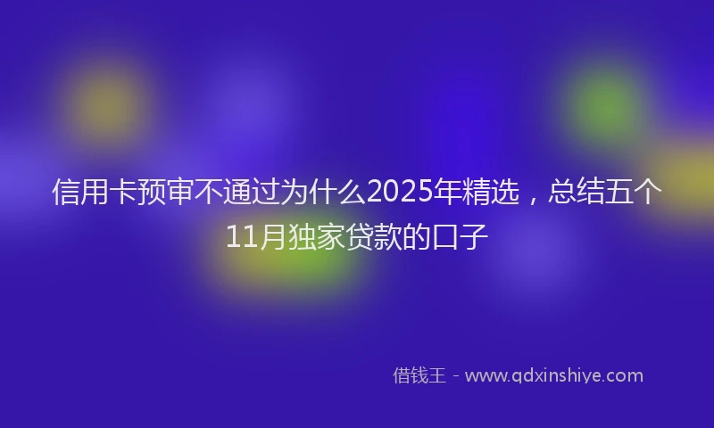 信用卡预审不通过为什么2025年精选，总结五个11月独家贷款的口子