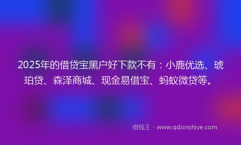 2025年的借贷宝黑户好下款不有：小鹿优选、琥珀贷、森泽商城、现金易借宝、蚂蚁微贷等。