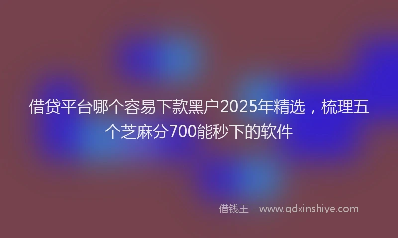 借贷平台哪个容易下款黑户2025年精选，梳理五个芝麻分700能秒下的软件