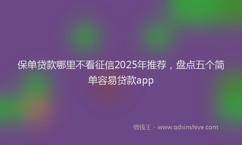 保单贷款哪里不看征信2025年推荐，盘点五个简单容易贷款app