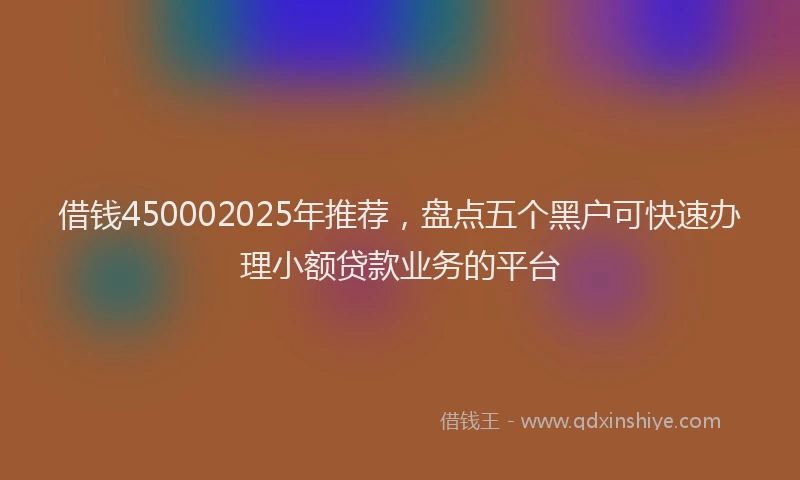 借钱450002025年推荐，盘点五个黑户可快速办理小额贷款业务的平台