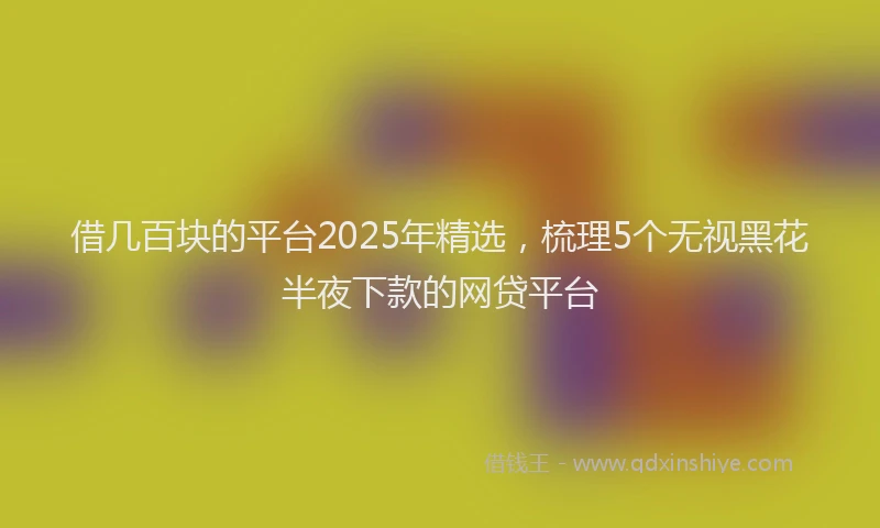 借几百块的平台2025年精选，梳理5个无视黑花半夜下款的网贷平台