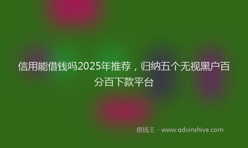 信用能借钱吗2025年推荐，归纳五个无视黑户百分百下款平台