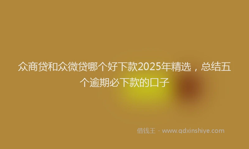 众商贷和众微贷哪个好下款2025年精选，总结五个逾期必下款的口子