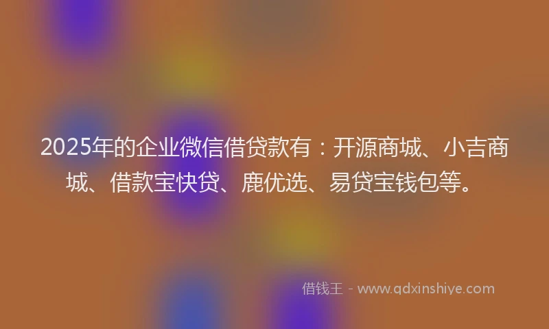2025年的企业微信借贷款有：开源商城、小吉商城、借款宝快贷、鹿优选、易贷宝钱包等。