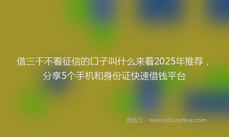 借三千不看征信的口子叫什么来着2025年推荐，分享5个手机和身份证快速借钱平台