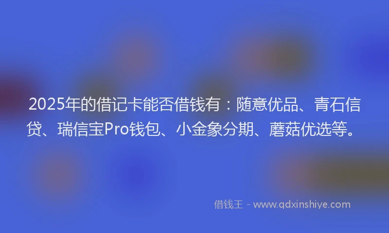 2025年的借记卡能否借钱有：随意优品、青石信贷、瑞信宝Pro钱包、小金象分期、蘑菇优选等。