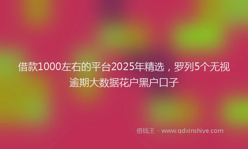 借款1000左右的平台2025年精选，罗列5个无视逾期大数据花户黑户口子