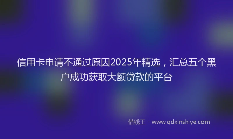 信用卡申请不通过原因2025年精选，汇总五个黑户成功获取大额贷款的平台