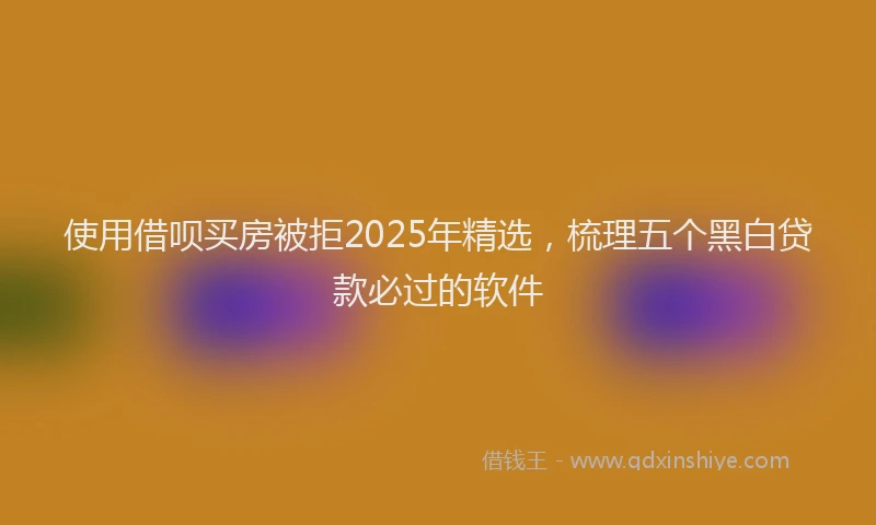 使用借呗买房被拒2025年精选，梳理五个黑白贷款必过的软件