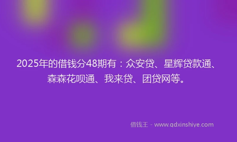 2025年的借钱分48期有：众安贷、星辉贷款通、森森花呗通、我来贷、团贷网等。