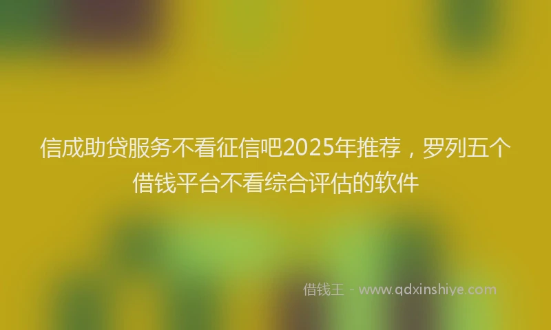 信成助贷服务不看征信吧2025年推荐，罗列五个借钱平台不看综合评估的软件