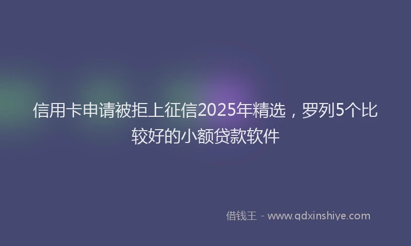 信用卡申请被拒上征信2025年精选，罗列5个比较好的小额贷款软件