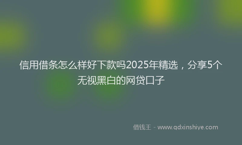 信用借条怎么样好下款吗2025年精选，分享5个无视黑白的网贷口子