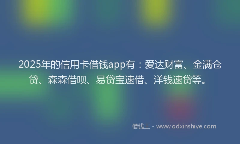 2025年的信用卡借钱app有：爱达财富、金满仓贷、森森借呗、易贷宝速借、洋钱速贷等。