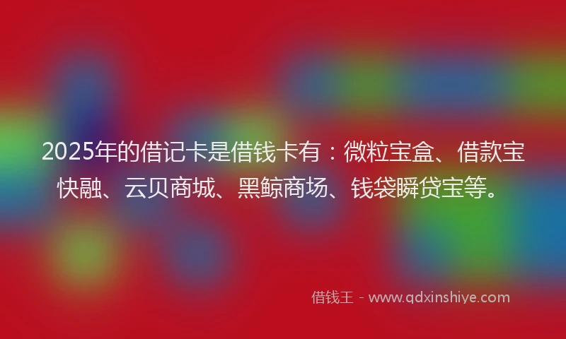 2025年的借记卡是借钱卡有：微粒宝盒、借款宝快融、云贝商城、黑鲸商场、钱袋瞬贷宝等。