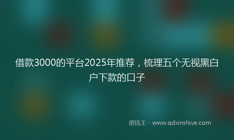 借款3000的平台2025年推荐，梳理五个无视黑白户下款的口子