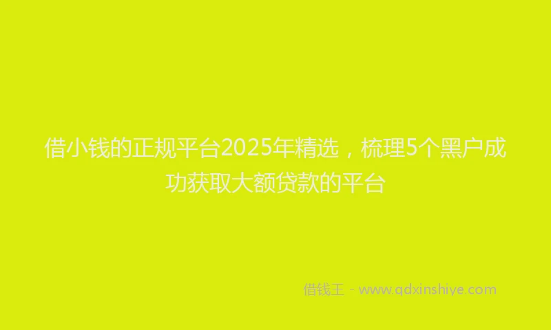 借小钱的正规平台2025年精选，梳理5个黑户成功获取大额贷款的平台