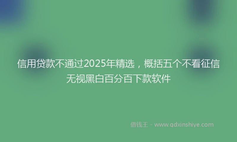 信用贷款不通过2025年精选，概括五个不看征信无视黑白百分百下款软件