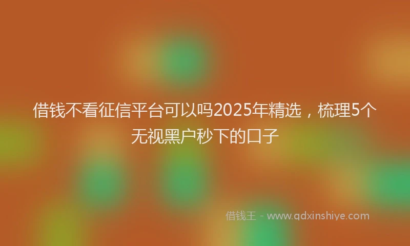 借钱不看征信平台可以吗2025年精选，梳理5个无视黑户秒下的口子