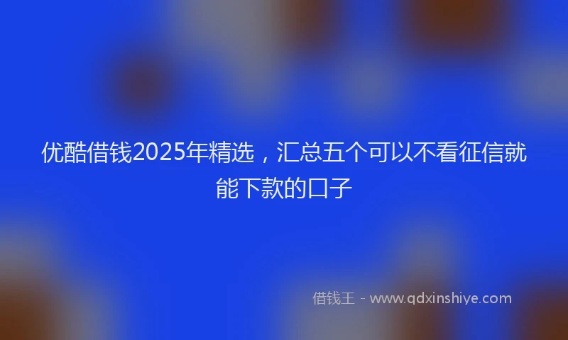优酷借钱2025年精选，汇总五个可以不看征信就能下款的口子