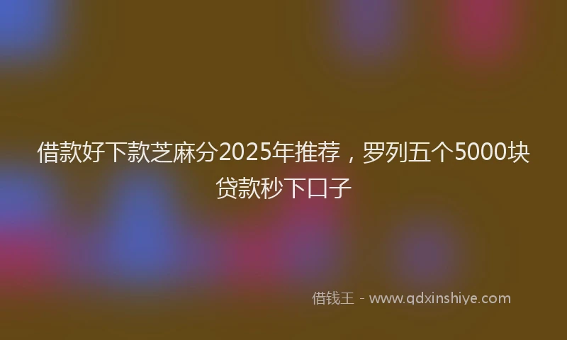 借款好下款芝麻分2025年推荐，罗列五个5000块贷款秒下口子
