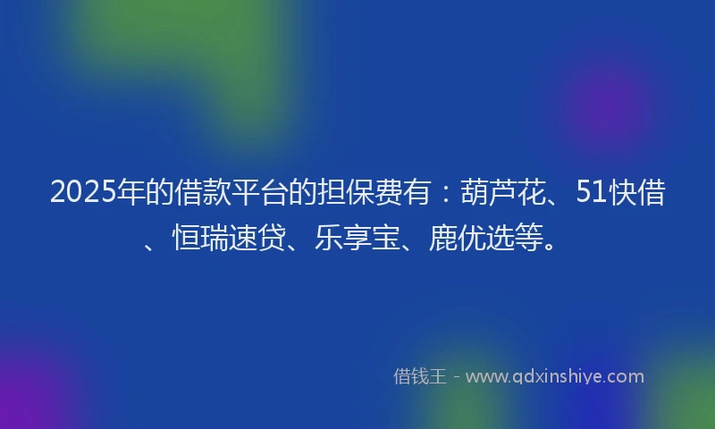 2025年的借款平台的担保费有：葫芦花、51快借、恒瑞速贷、乐享宝、鹿优选等。