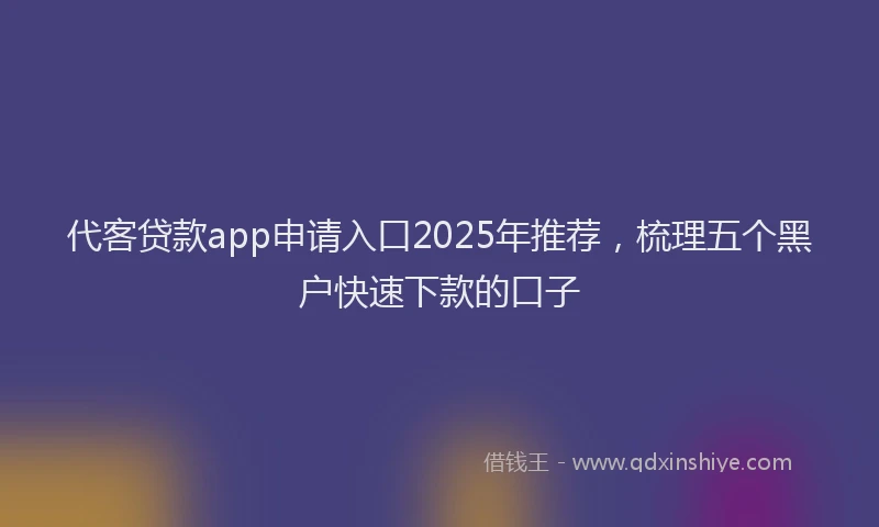 代客贷款app申请入口2025年推荐，梳理五个黑户快速下款的口子